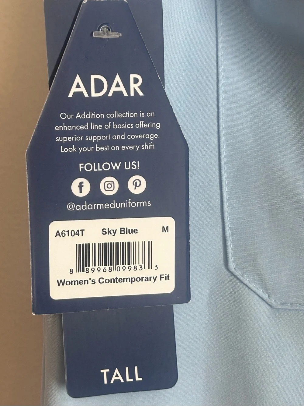 NWT Adar Addition Contemporary Fit Cargo Scrub Pants Sky Blue Size Medium Tall
